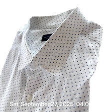 Proper Cloth Dress Shirt Mens Size 17 White Mini Floral Cotton Long Sleeve