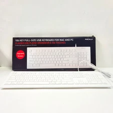 Macally Full Size USB Wired Keyboard for Mac and PC - Plug & Play Wired Computer