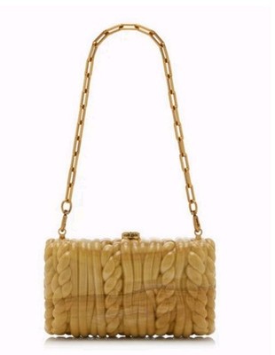 Cult Gaia Helen Cornsilk Acrylic Womens Clutch Bag With Shoulder Strap