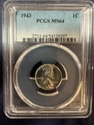 1943 P Lincoln Wartime Steel Cent PCGS MS64 Bright Luster in New Holder #H340