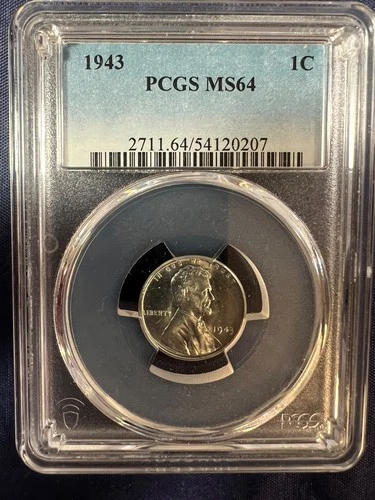 1943 P Lincoln Wartime Steel Cent PCGS MS64 Bright Luster in New Holder #H340