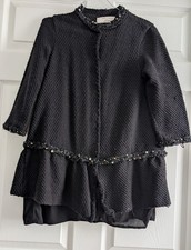 Zara Knit Black Woven Cotton With Black Lining Embroider size M Jacket
