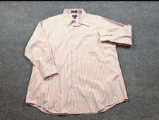 Paul Fredrick Dress Shirt Mens 18-34 Orange White Stripe Imperial 100s Cotton