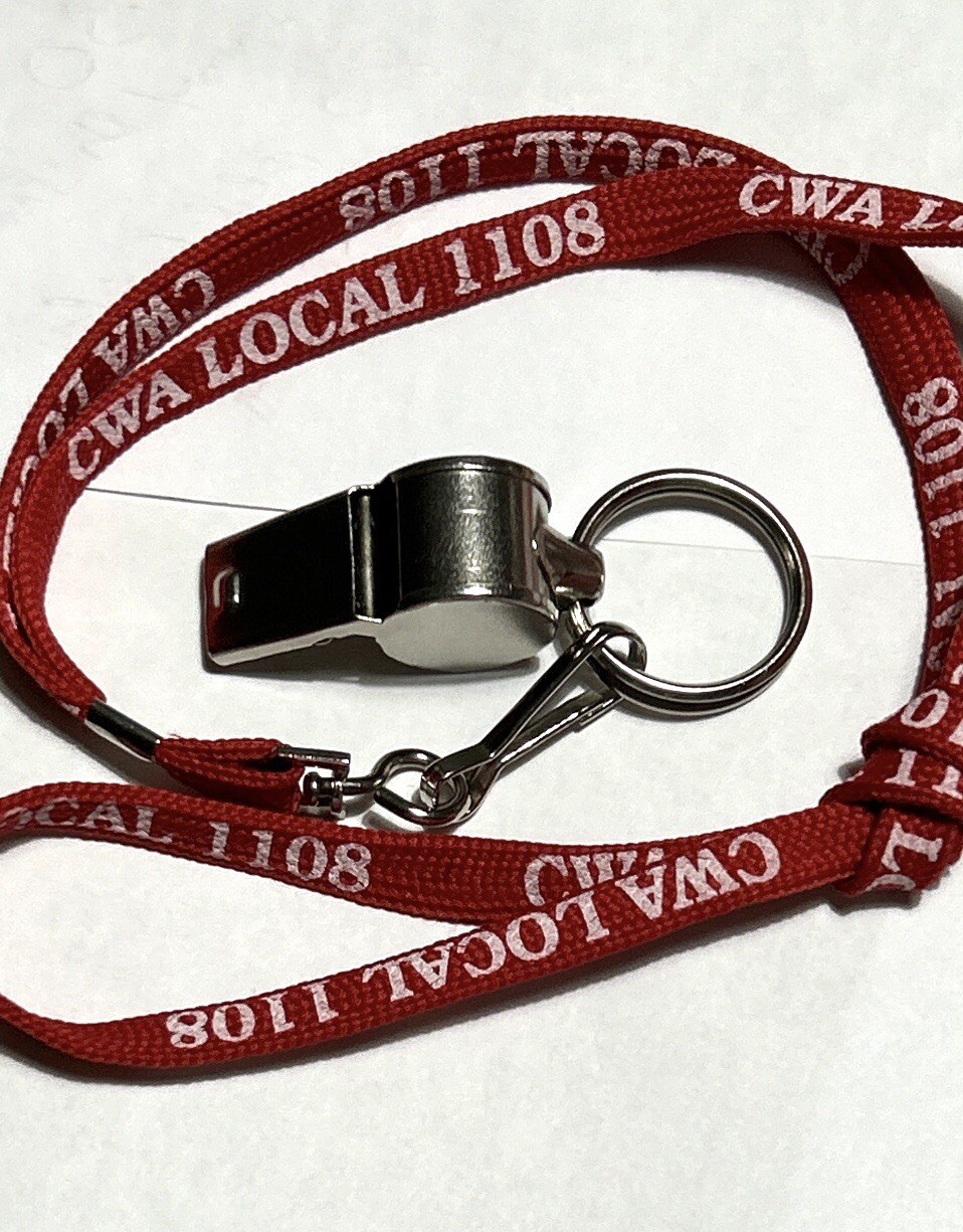 CUSTOM/PROMOTIONAL REFEREE COACH WHISTLE NYNEX VERIZON CWA LOCAL 1108 UNION LOGO