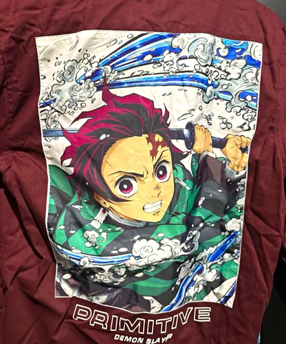Primitive Demon Slayer Full Zip burgundy Canvas Jacket Anime Mens Size M - product listing photo