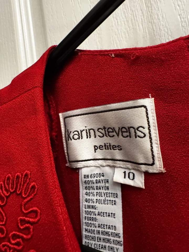 Blazer Vestido Karin Stevens Petites Rojo Adjunto Una Pieza 10petite Foto 4 de 4