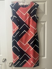 NWOT Vince Camuto Crepe Geo Print Sheath Dress, Sz 8. Knee Length.