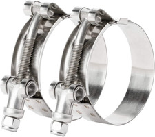 2 Pack 3 Inch Stainless Steel T-bolt Hose Clamps Clamp Range 83-91mm