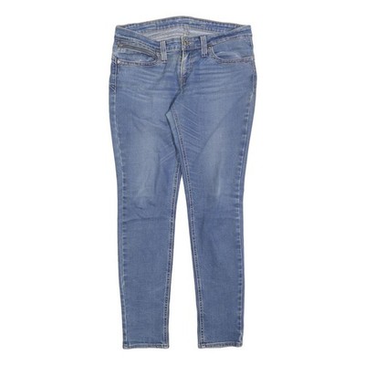LEVI'S Damen Slim Jeans Blau Denim Rinse Classic Fit Reißverschluss W30 L29