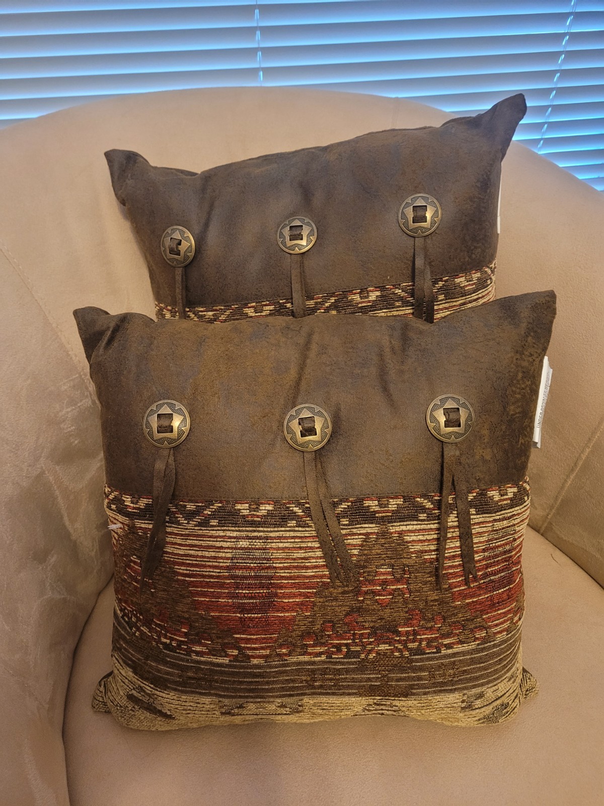 HiEnd Accents Throw Pillow tapestry faux Suede Axtec Mountain Country 14