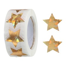 1 Roll Laser Star Sticker 1" DIY Adhesive Sparkling Label 500 Count Gold Diamond