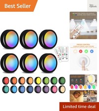 Wireless 16 Color Changing LED Puck Light 6 Pack LED Under Cabinet Lighting C...
