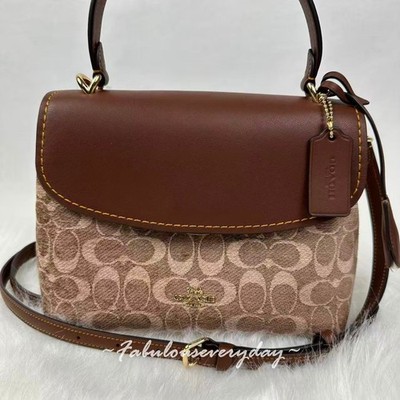 Coach Emory Top Handle Bag Xbody Signature Chenille/Gold/Khaki