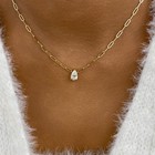 1ct Pear Pendant Necklace Yellow Gold 14K Labcreated Diamond F/VS — photo 9