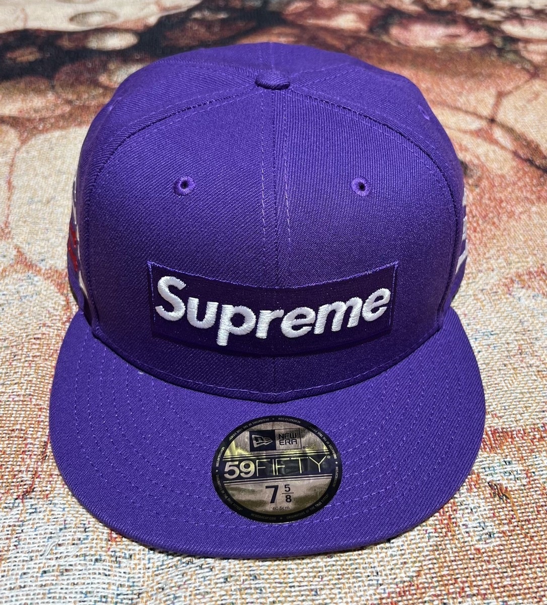 Supreme Bones Box Logo New Era 59Fifty Fitted Hat Purple 7 5/8