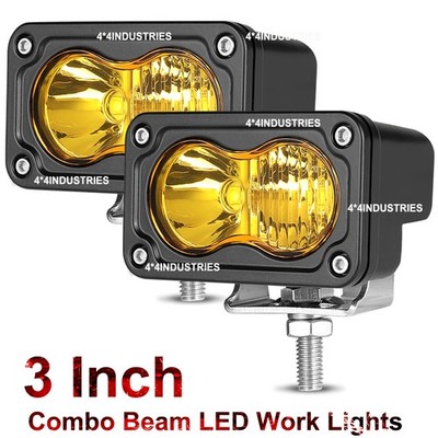 3'' Squadron Sport Amber LED Cube Pod Driving Offroad Spot Flood Combo Ditch Lamp