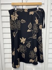 Talbots 100 Silk Floral Vintage Boho A-Line Side Tie Skirt Women  s Size 12