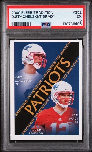 2000 FLEER #352 DAVE STACHELSKI/TOM BRADY ROOKIE RC PSA 5