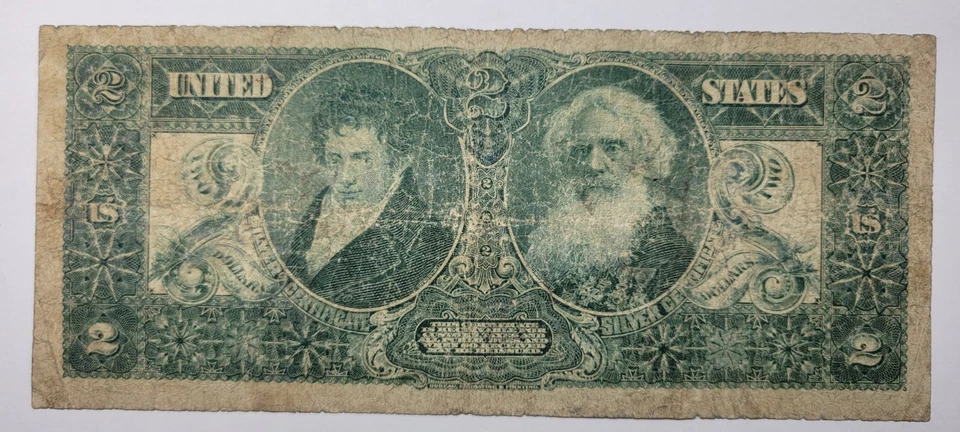 1896 $2 Educational Silver Certificate Large Size Circulated US Banknote *K621 - Image 2 of 2
