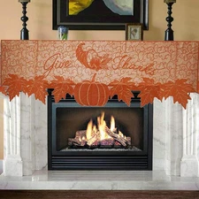 Thanks giving Mantle Scarf for Fireplace Decorations - Lace Mantel Cover Runner