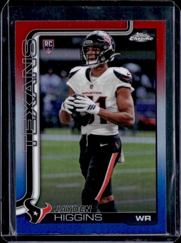 2025 Topps Chrome Jayden Higgins Rookie RC Red/White/Blue Refractor #343 Texans