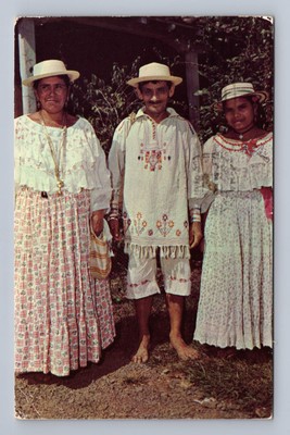 Vintage Panama Postcard ANCON Ocu Native Attire Canal Zone 1958 to Amsterdam NY