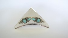 Turquoise blue triangle metal native tribal hair claw clip fine thin hair