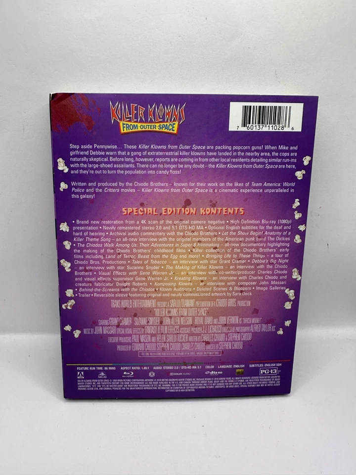 Killer Klowns From Outer Space Blu Ray w/ Slipcover! - US Import Region A OOP - Image 2 of 3