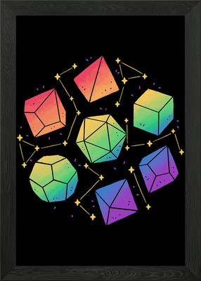 Regenbogen Galaxie DND Würfel gerahmtes Wandbild Poster Leinwanddruck Bild