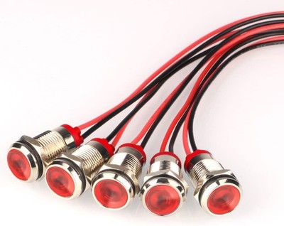 Blinkende LED Kontrollleuchte 12mm Rot 12-24V Wasserdicht 5 Stück Signallampe