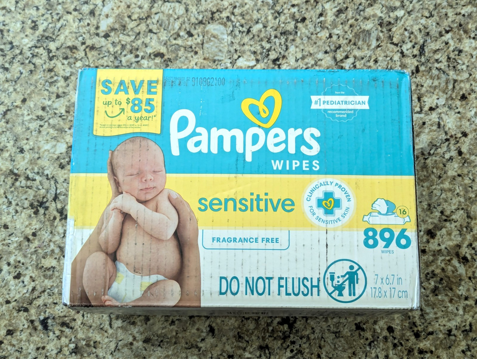 Pampers Baby Wipes Sensitive Fragrance Free Pop Top 16 x 56 
