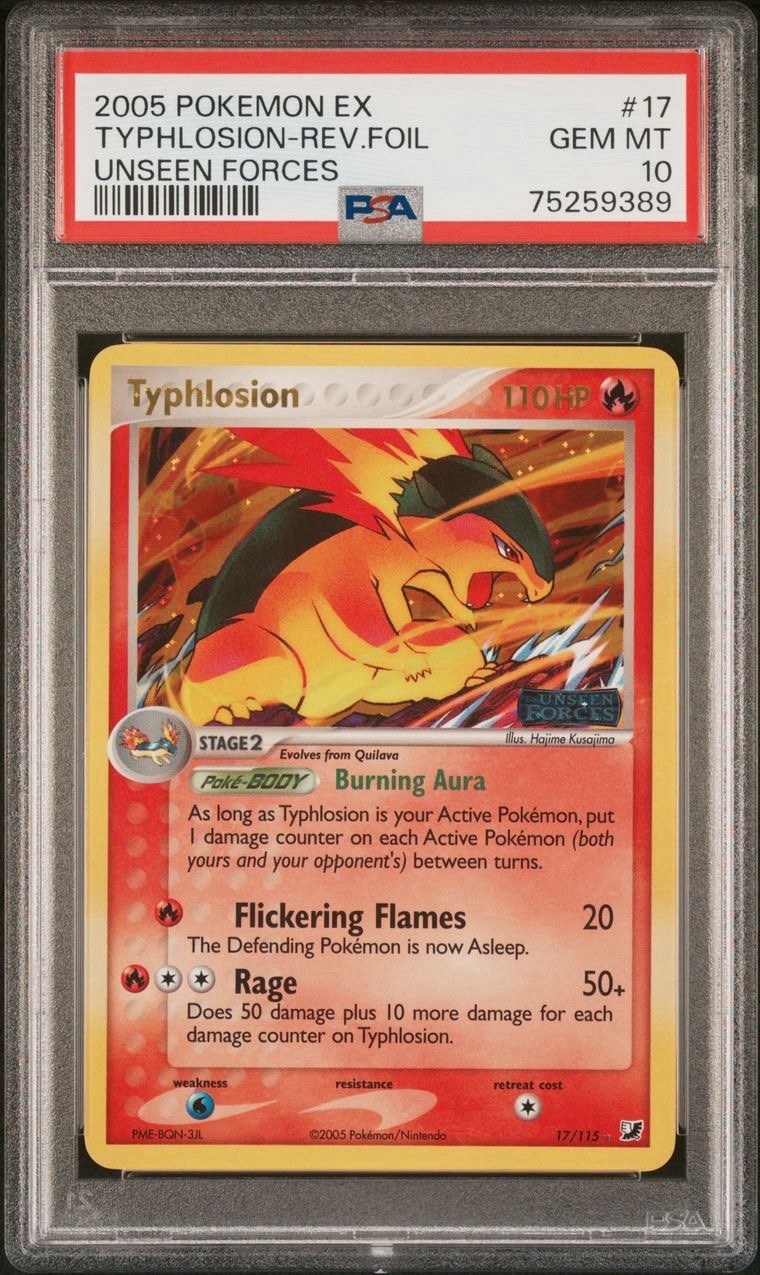 2005 Pokemon Typhlosion EX Unseen Forces Reverse #17 PSA 10 GEM MINT LOW POP!