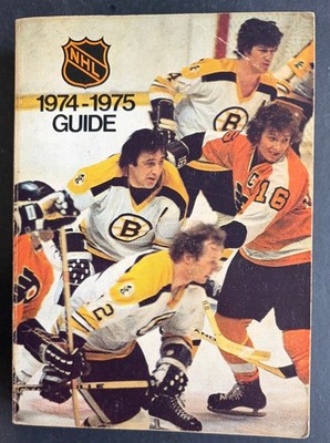 1974-1975 Official NHL Hockey Guide Scorebook Program Esposito Orr Clarke Cover