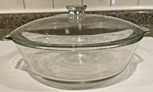 VTG Anchor Hocking Clear Glass Baking Dish Casserole W/ Lid 2 QT