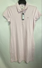 Tommy Hilfiger Slim Fit Polo Dress Pink Embroidered Logo NWT Sz S