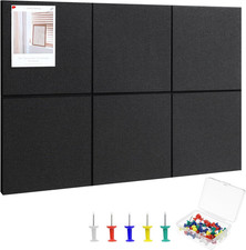 Large Cork Board 36" X 24", 6 Pack Felt Bulletin Board with 30 Pushpins, Cork