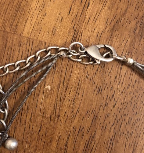 Boho Multi-Strand Heart Charm Necklace Mixed Metals Layered Look Heavy (Read) L1 - Picture 8 of 9