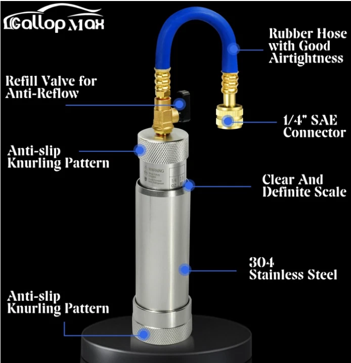 R1234YF & R134A AC Oil Dye Injector Kit with 2 Snap Quick Couplers 2 Oil Checker Foto 4 de 4
