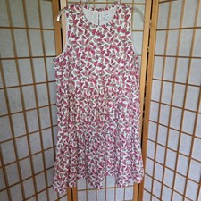 J.Crew Watermelon Tiered Dress NWT Sz 12 Pockets Lined Zip Modest Casual