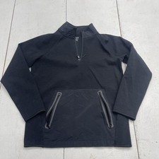 Old Navy Active Fleece Pullover Youth Large 10-12 Black 1/4 Zip Pockets Top