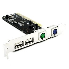 Keyboard Mouse Adapter Card PCI to 2x PS2 PS/2 2x USB 2.0 Port for PC Black