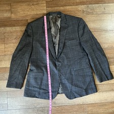 Lauren Ralph Lauren Men 48L Gray Blue Plaid Wool Sport Coat Blazer 2 Button 2888