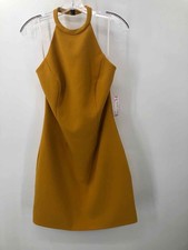 Pre-Owned Halston Yellow Size 6 Halter Knee Length Sleeveless Dress