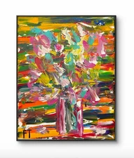 Flower Floral Plant landscape, nature rose Art Painting Acrylic Art Signed Famou