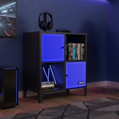 X ROCKER Mesh-Tek 4 Cube Storage Cabinet Shelving Unit BLACK BLUE | CLEARANCE - Picture 1 of 8