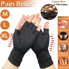 2 Pairs Copper Compression Arthritis Gloves Carpal Tunnel Joint Pain Relief Hand