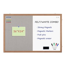 Grey Felt Bulletin/Dry Erase White Combo Board, 36 X 24  Combination