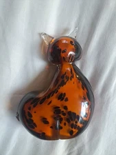 home essentials and beyond Amber Cat Glass Paperweight Missing Tail