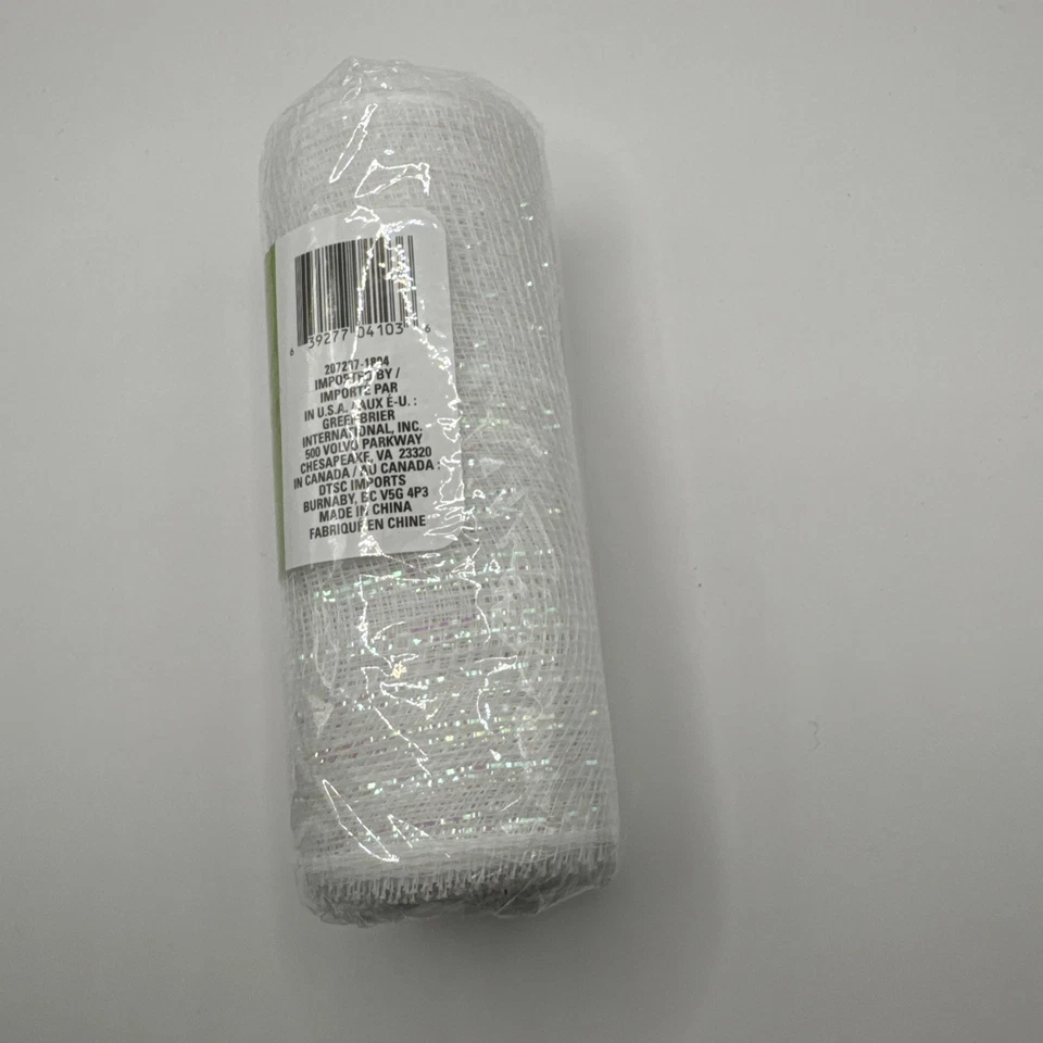 Floral Garden Holiday Decorative Mesh - New - 6" x 5 yd - White - Image 3 of 4