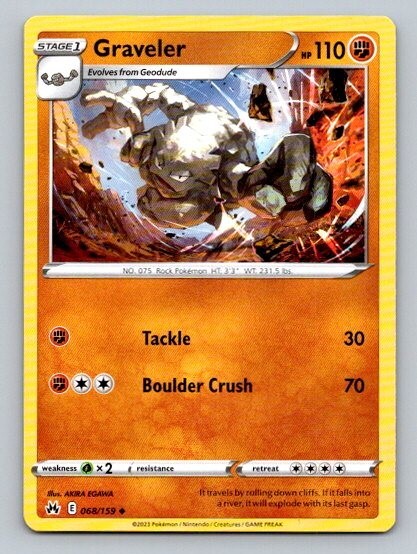 2023 Pokemon Card Crown Zenith Graveler 68/159